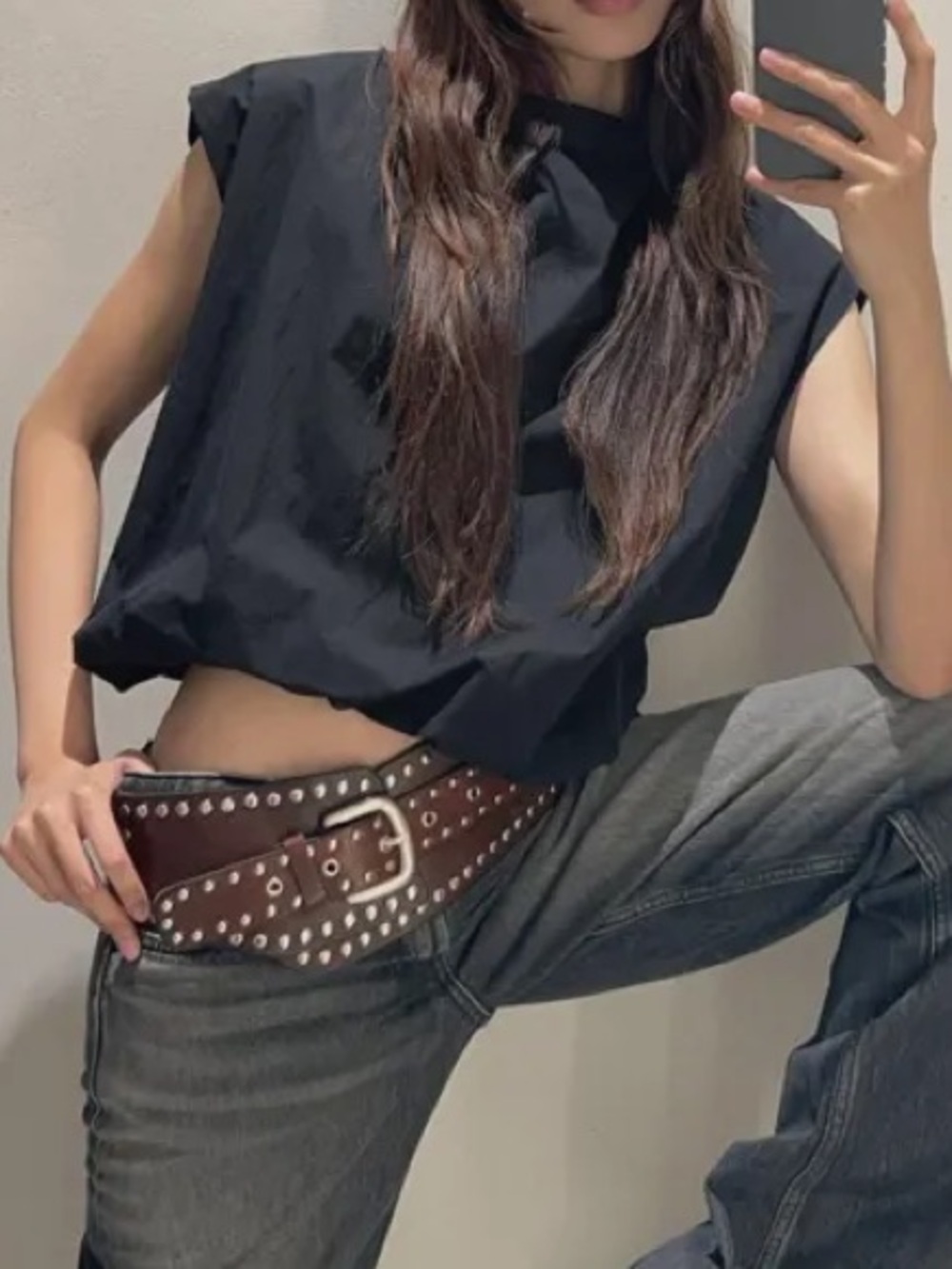 Zara Black Boxy Sleeveless Tank Bubble Top